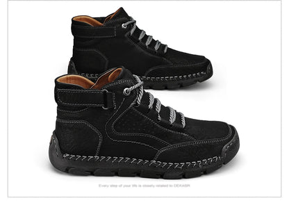 PU Leather Men Boots Winter Warm Outdoor Comfortable Boots Handmade Ankle Boots Business Boots Big Size 38-48
