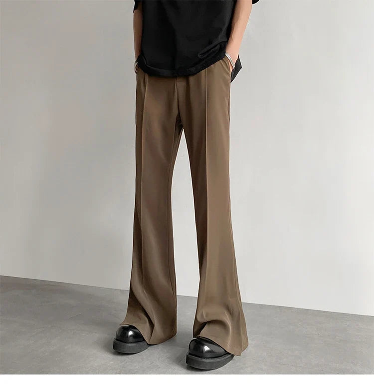 Brown Black Suit Pants Men Fashion Social Mens Dress Pants Korean Loose Casual Flared Pants Mens Office Formal Trousers M-2XL