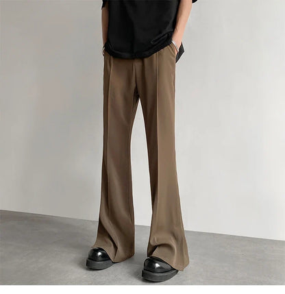 Brown Black Suit Pants Men Fashion Social Mens Dress Pants Korean Loose Casual Flared Pants Mens Office Formal Trousers M-2XL
