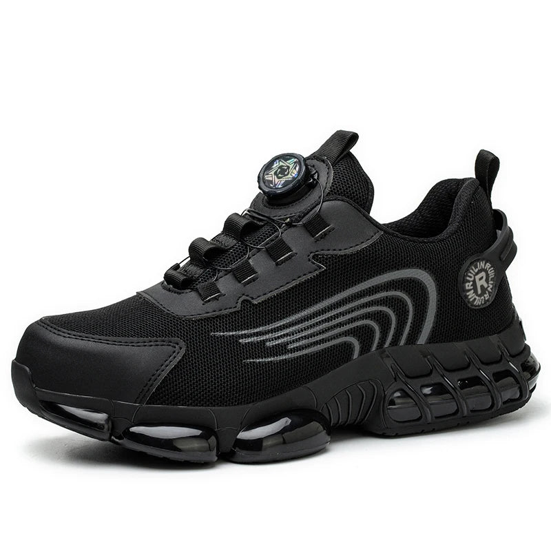  Rotary Button New Safety Shoes Men Anti-impact Anti-piercing Work Shoes Fashionable Men's Sports Shoes Air Cushion Work Shoes