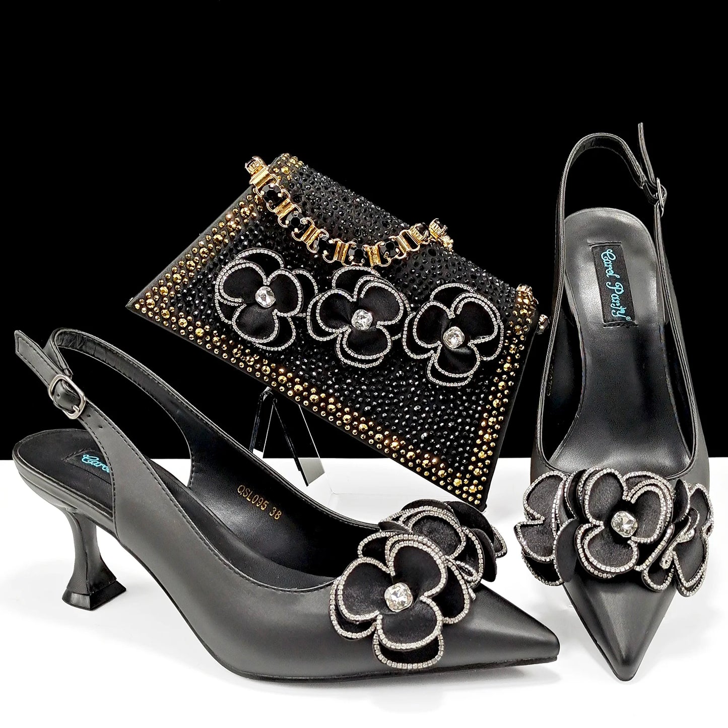 Women's Pointed Toe Shoes and Bag Flower Decoration Simple and Elegant Party Style Suitable for Party and Daily Use