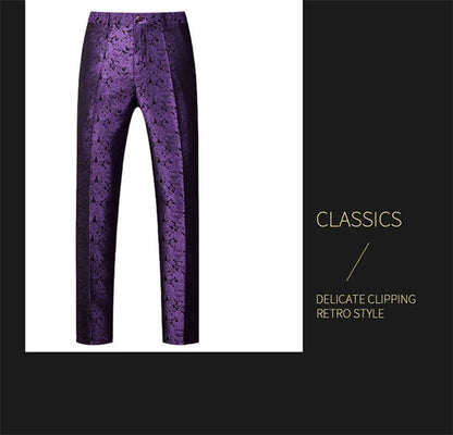 New Men Luxury Jacquard Suit Pants Fashion Wedding Party Groom Dress Trouser
