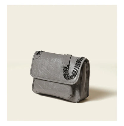 Luxury Genuine Leather Messenger Bag High End Luxury Brand Woman Single Shoulder Underarm Bag Retro Pleated Niki Chain Hobo Bag