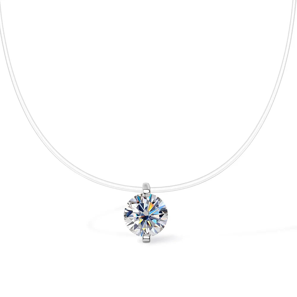 0.5CT 1CT 2CT Moissanite Necklace for Women Sparkling Lab Diamond Solitaire Pendant 925 Silver Transparent Chain Necklaces