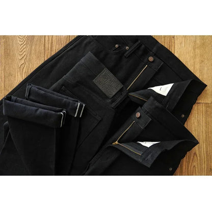 Mens Jeans Black Jeans Double-sided Dyeing Sanforized Selvedge Denim Jeans  16 Oz Regular Fit
