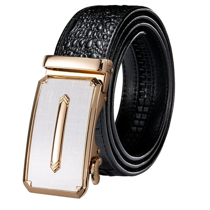 Crocodile Designer Luxury Genuine Leather Belts for Men Casual Jeans Belt Strap Gold Automatic Buckle Black Belt PD-2036