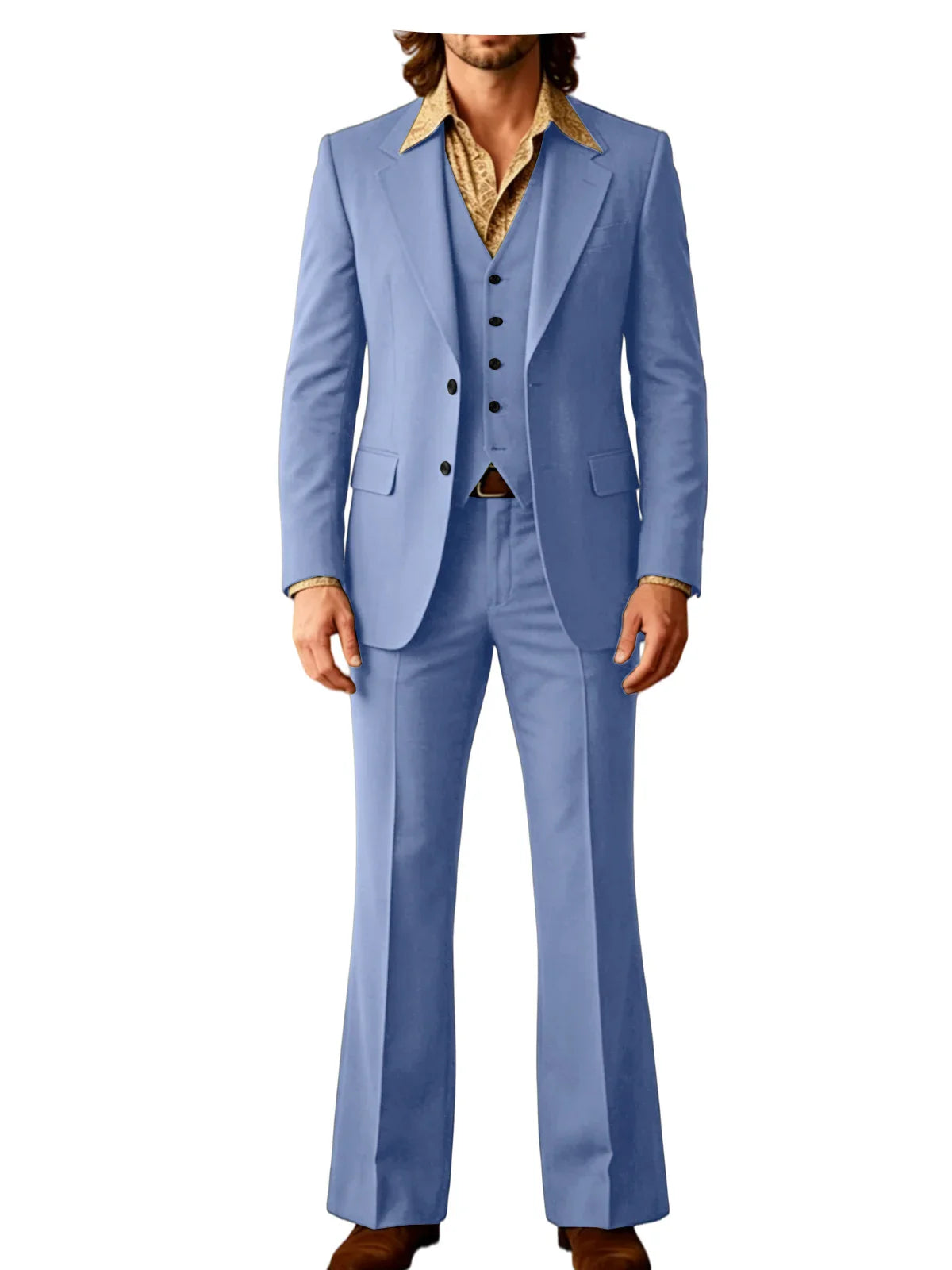 Retro Men's Linen 3 Piece Notch Lapel 2 buttons Jacket Flared Trouser Breathable Elastic for Casual Beach Wedding Groom Tuxedo