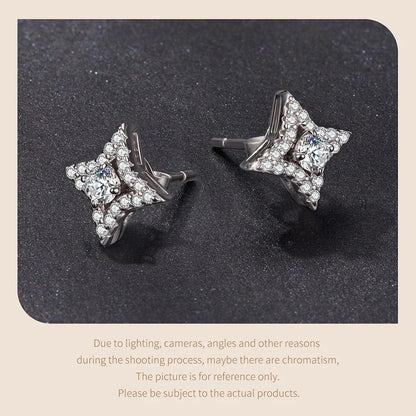 Trendy Moissanite Stud Earrings, S925 Silver Three Ways to Wear D Color Round Cut Lab Diamond Moissanite Party Earrings