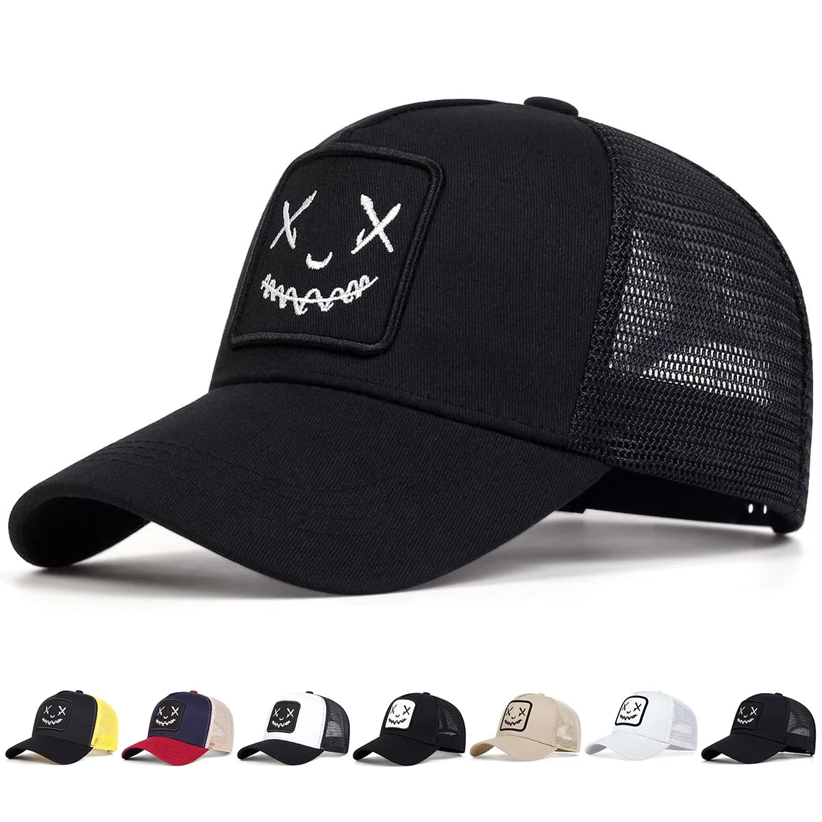 Unisex Ghost Face Embroidery Baseball Net Caps Spring and Summer Outdoor Adjustable Casual Hats Sunscreen Hat