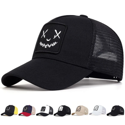 Unisex Ghost Face Embroidery Baseball Net Caps Spring and Summer Outdoor Adjustable Casual Hats Sunscreen Hat