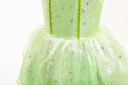 Girls Fairy Dress Up Kids Princess Green Flower Fairy Dress With Wings Princess Costume Party Tinkerbell Tinker Bell Dresses