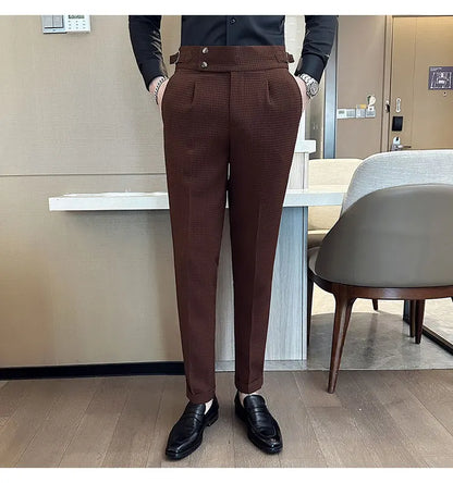 Fashion High Waist Men's Pants 2024 New Business Slim Fit Casual Suit Pants Male Spring Summer Formal Social Dress Pants