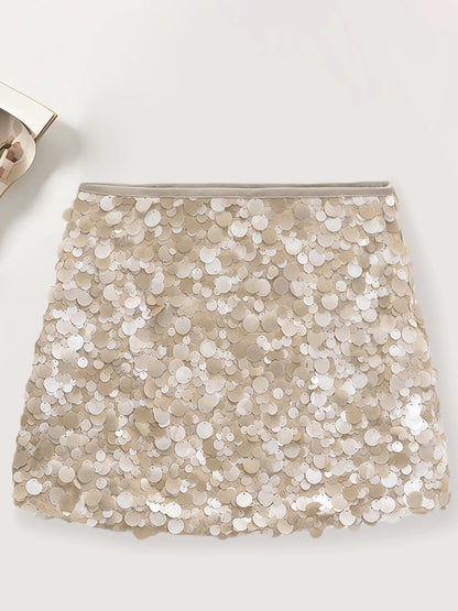 2025 New Collection Women Y2K Mini Skirt Bling Soild Sequin Skirt Slim Fit Summer Bodycon Skirt Clubwear for Bar Party