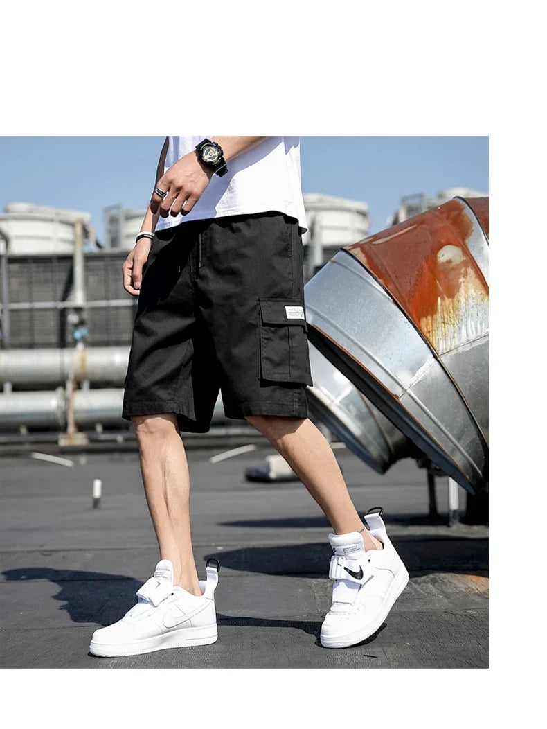 Plus Size Shorts Casual Summer Elastic Waist Cargo Short Men Streetwear Y2k Camouflage Fashion Bermuda Male Side Pocket Breeches