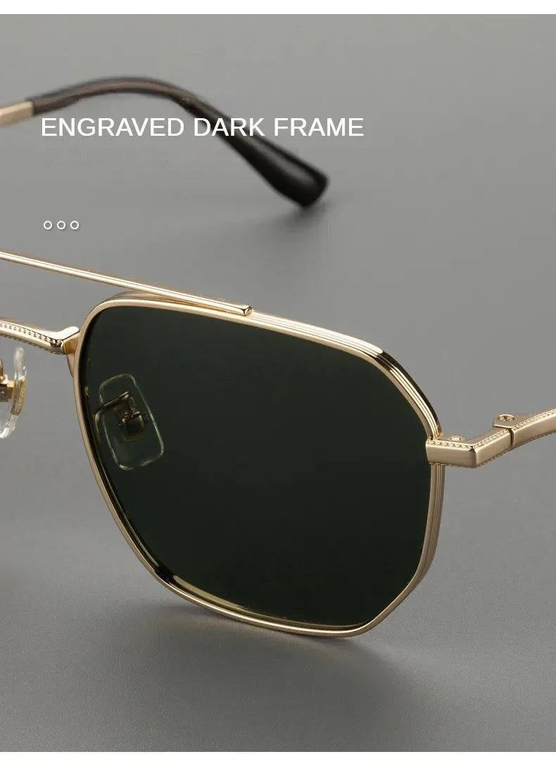 Top Quality Pure Titanium Pilot Polarized Sunglasses Men Outdoor Driving Night Vision Shades Anti-Glare Fishing UV400