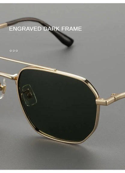 Top Quality Pure Titanium Pilot Polarized Sunglasses Men Outdoor Driving Night Vision Shades Anti-Glare Fishing UV400