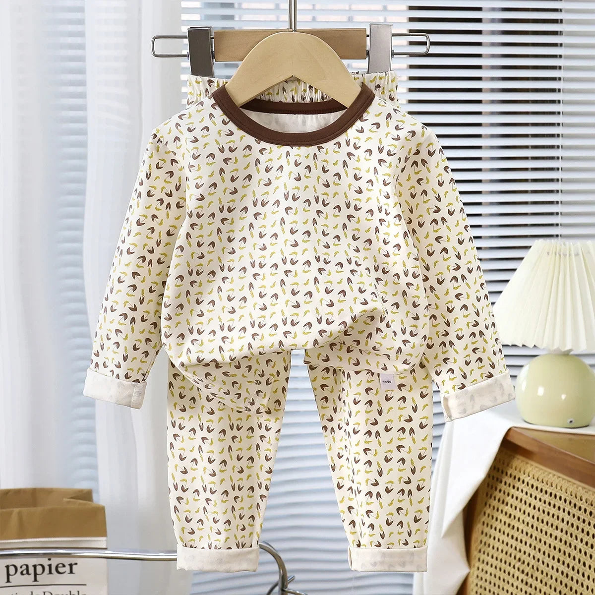 Kids Autumn Pajamas Sets Baby Boys Girls Cute Cartoon Print Long Sleeve O-neck T-Shirt Tops with Pants Toddler Casual Sleepwear