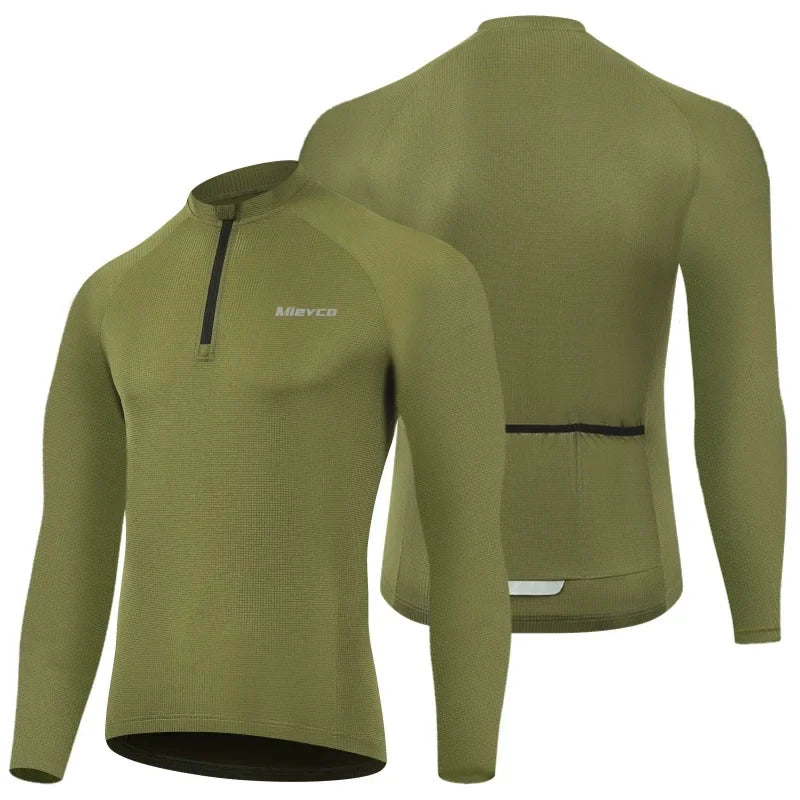 Men Cycling Jersey Long Sleeve Mountain Bike Shirt Three Pocket safty Reflective Cycling Jacket Sportswear Camisetas De Hombre