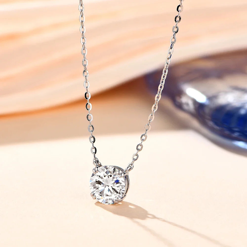 Necklace For Woman Pendant Moissanite Diamond 6.5mm 1CT 925 Silver Necklace For Women Chains Party Bridal Fine Jewelry
