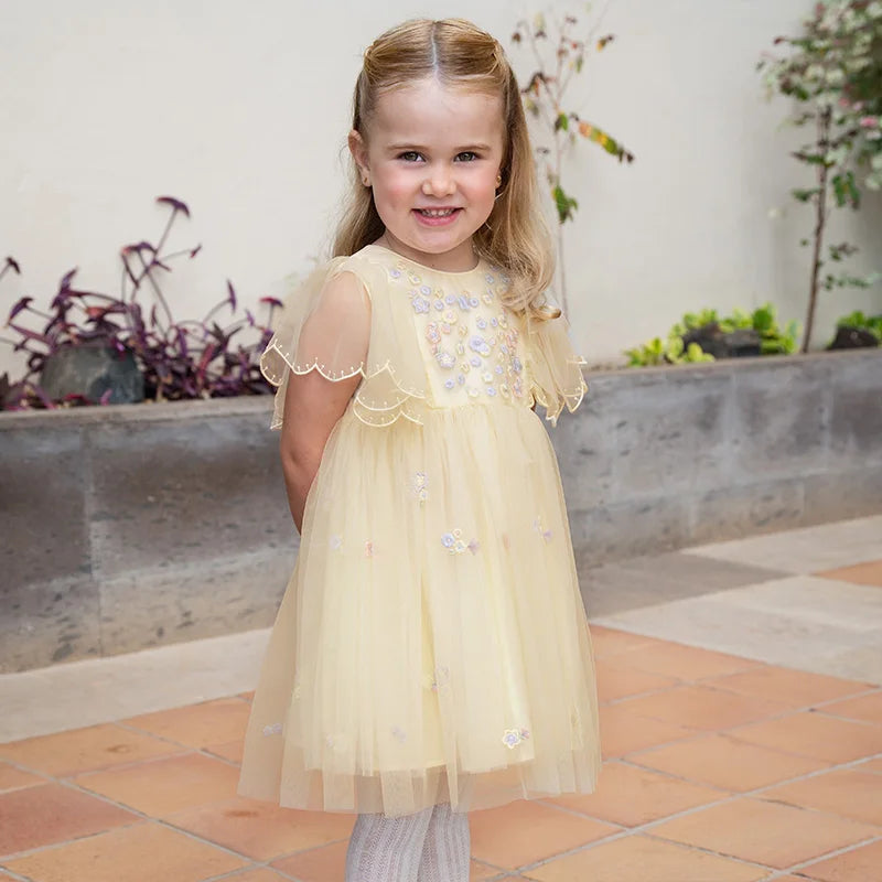 Summer Girls Baby Princess Dress Charm Elegant Cute Mesh Embroidered Floral Dress Party Gentle Outdoor DB2250967