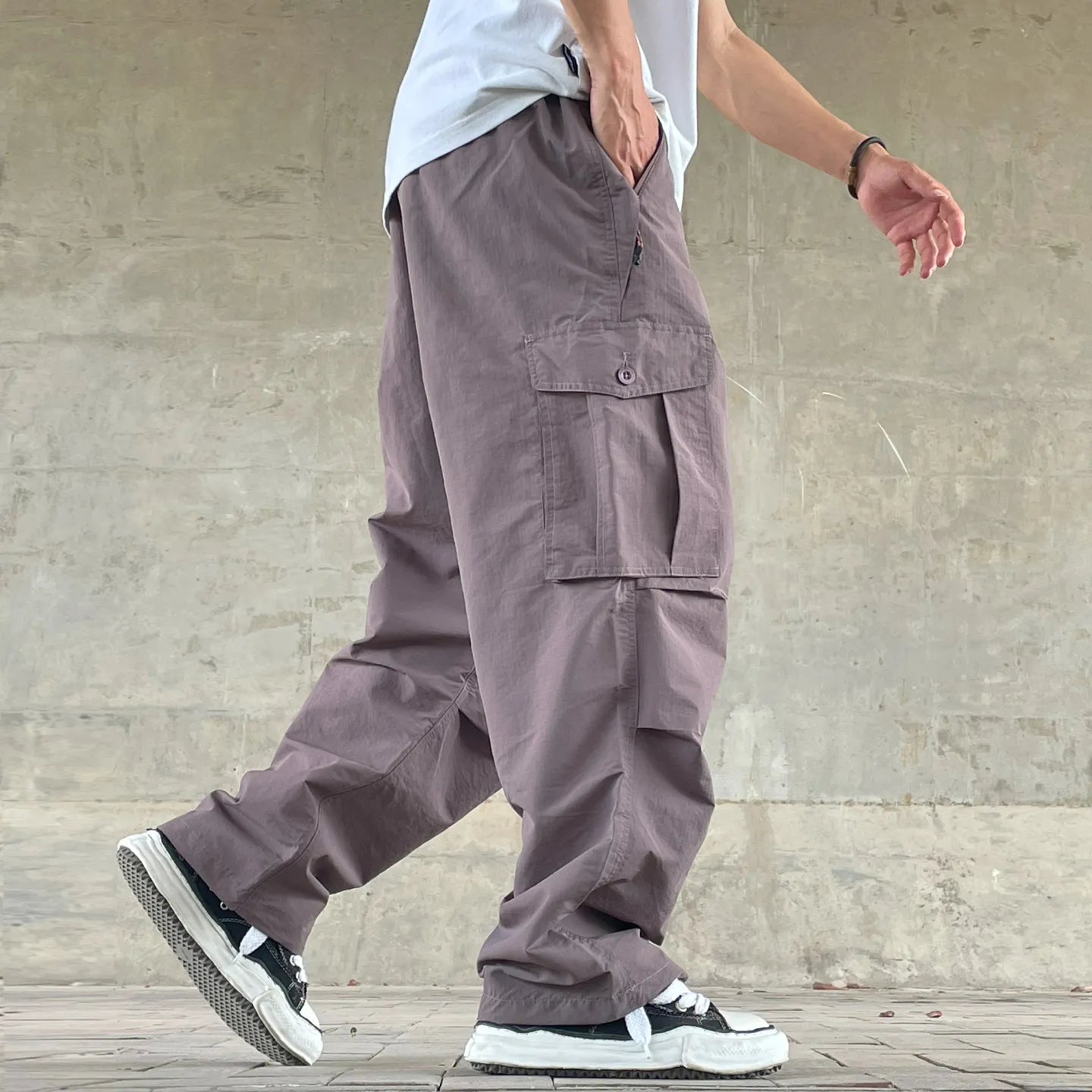 Mens Womens Spring Summer Lightweight Quick Dry Baggy Loose Paratrooper Cargo Pants Outdoor Techwear Multi Pocket Streetwear
