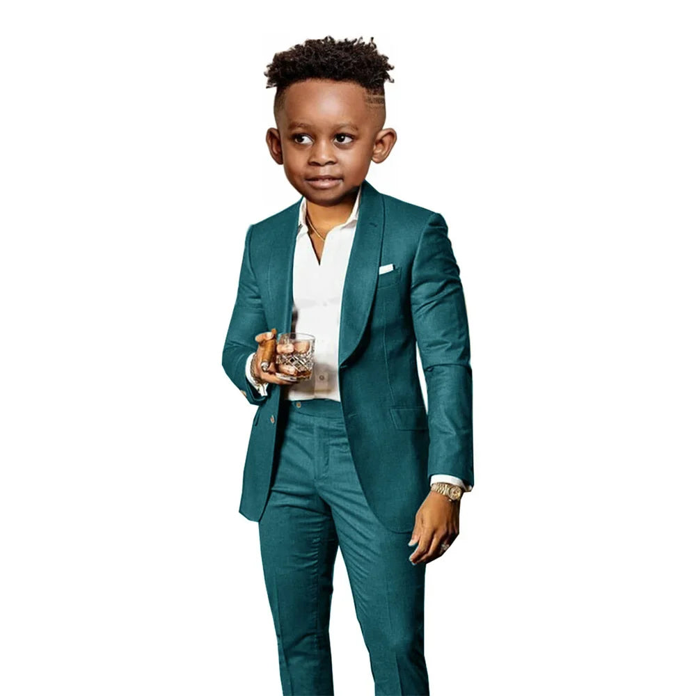 Many Colors Boys Regular Fit Suit Set 2 Pieces Jacket Pants Formal Banquet Outfit Handsome Comfortable Wedding Tuxedo For Kids