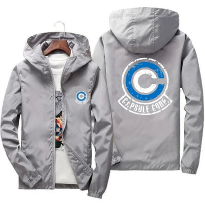 Capsule Corp Cool Dynocaps Anime Gym Men's Hooded Sports Shirt Men's Spring and Autumn Hooded Fishing Outdoor Sports Jacket