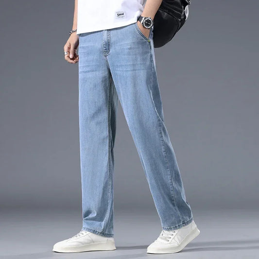 Business Jeans Men's Spring Thin Casual Straight Fashion Loose Brand Pants Comfortable Male Denim Trousers