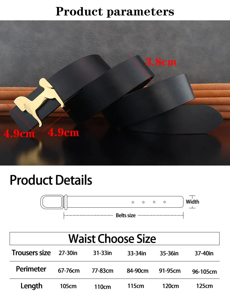 High grade Stainless steel horse slide buckle men belts 3.8cm wide genuine leather Waistband cowboy casual ceinture homme