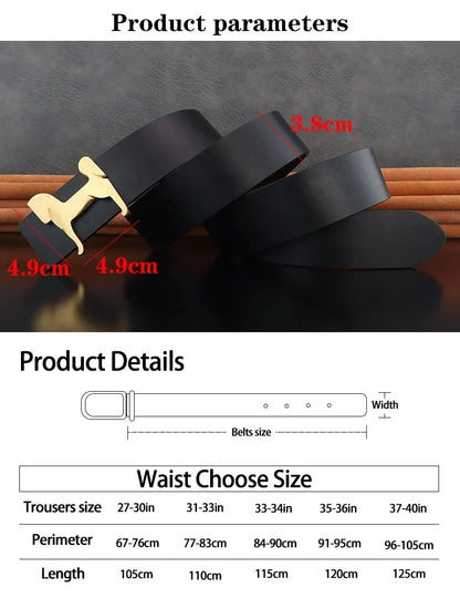 High grade Stainless steel horse slide buckle men belts 3.8cm wide genuine leather Waistband cowboy casual ceinture homme