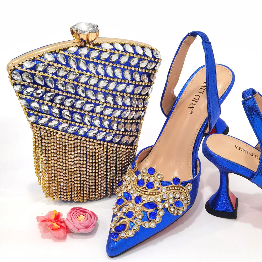 2023 New Fashion Simple And Versatile Silver Pointed Toe High Heels Comfortable To Wear Party Ladies Shoes And Bag