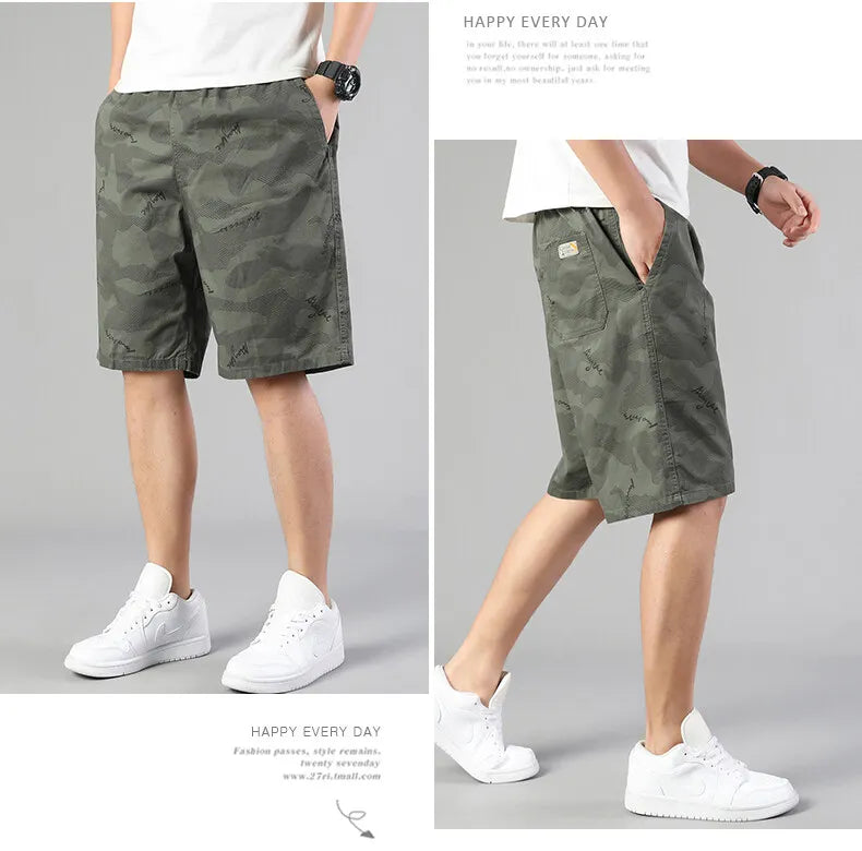 Men's Sweat Shorts Relaxed Fit Mens Cargo Shorts Casual Camo Shorts Drawstring Cotton Shorts Stretch Elastic Waist