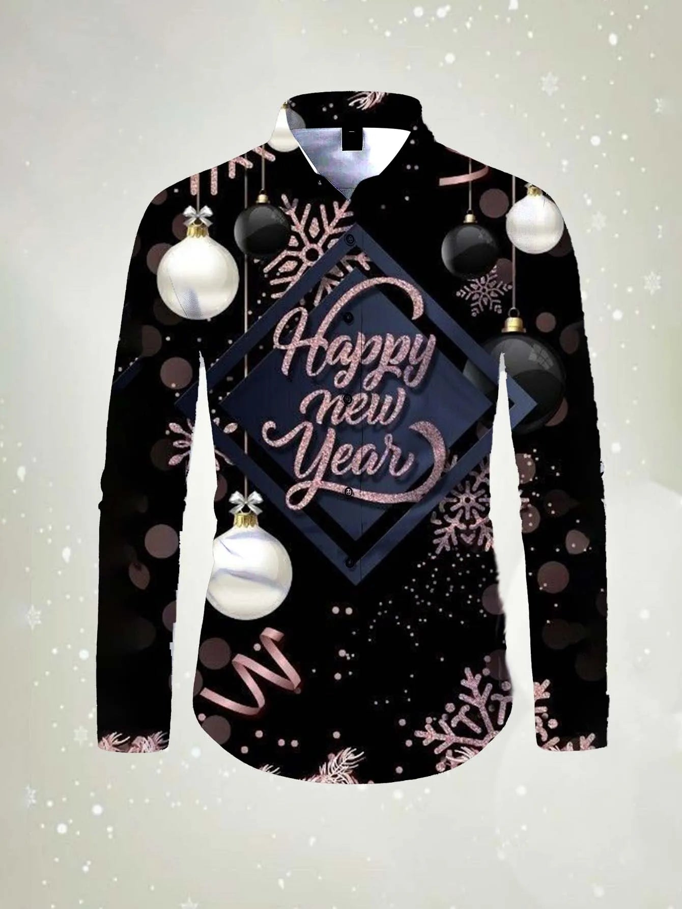 Men's long sleeved shirt Happy New Year Pattern 3D printed top 2026 spring autumn new fashion casual Festival Unisex clothing