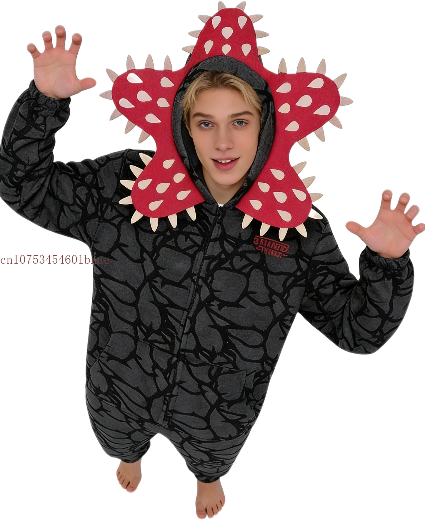 Adult Kids Cannibal Flower Demogorgon Onesie Cosplay Costume Boys Girls Winter Thicken Flannel Fabric Pajamas Halloween Suit