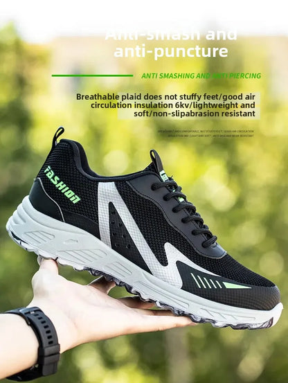 Fashion Insulation 6KV Plastic Toe Cap Labor Protection Shoes Anti Nail Indestructible Work Safety Boots Sneakers Male Footwear