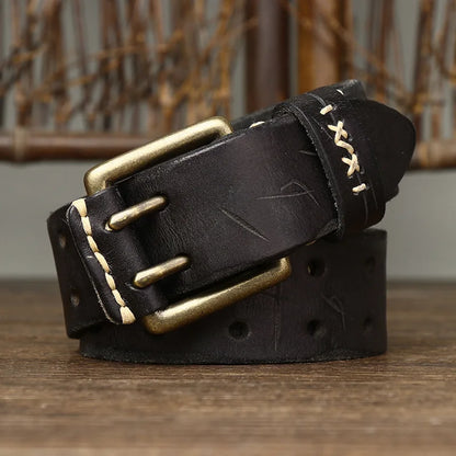 3.8CM Men High Quality Genuine Leather Brass Buckle Belt Luxury Designer Belts Men Pure Cowskin Fashion Strap Male Jeans for Man