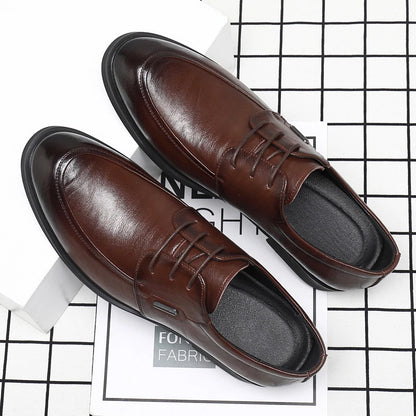 Brown Leather Dress Shoes British Style Lace Up Formal Business Footwear Groom Wedding Shoes Low Top Comfortable Office Shoes