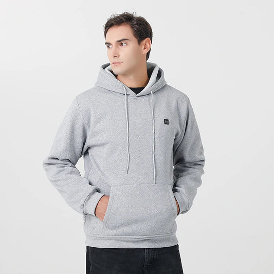 New Intelligent USB Heating Hoodie for Men Women Winter 7 Areas Coral Fleece Hooded Heated Clothes Outdoor Thermal Sportswear
