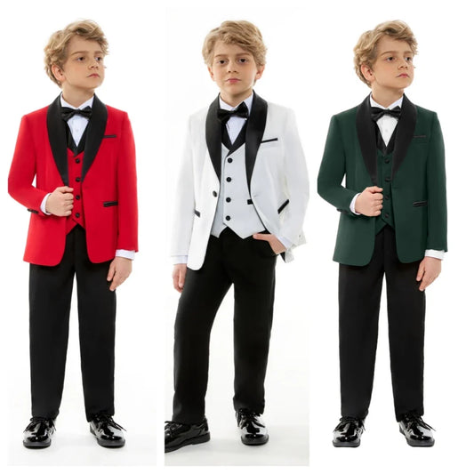 Fast Delivery Boys Slim Fit Suits 4 Pieces Piano Performance Outfit Three Colors Available Comfortable Long Sleeved Suit Set