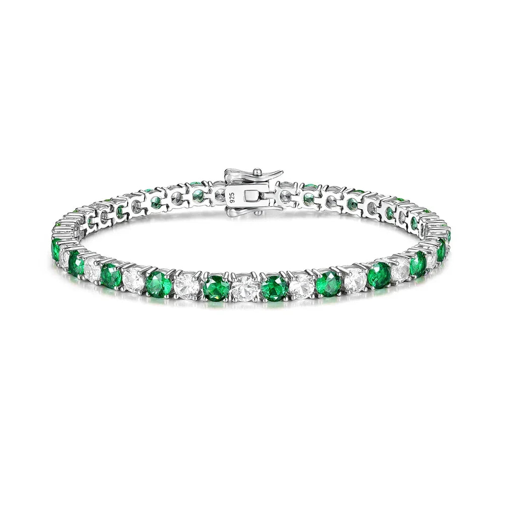 4mm 5mm Moissanite Diamond and Emerald Ruby Tennis Bracelet for Women Men S925 Sterling Silver Fine Jewelry