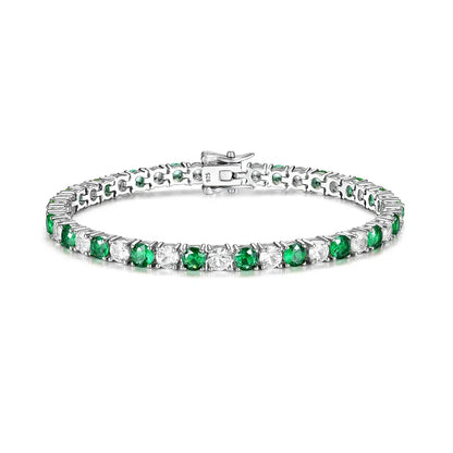 4mm 5mm Moissanite Diamond and Emerald Ruby Tennis Bracelet for Women Men S925 Sterling Silver Fine Jewelry