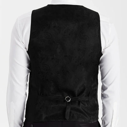 Men Vest Black Double Button Solid Waistcoat For Wedding Birthday Party Prom Business Work Daily Casual Men Suit Vest
