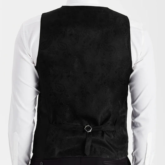 Men Vest Black Double Button Solid Waistcoat For Wedding Birthday Party Prom Business Work Daily Casual Men Suit Vest