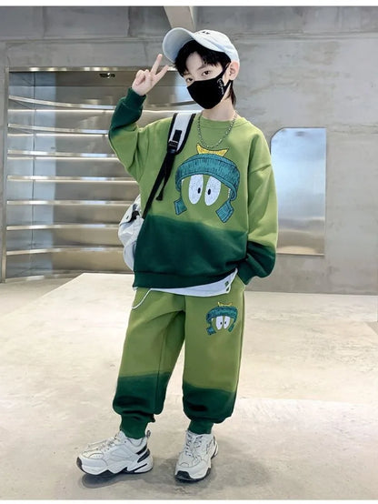 Sportswear Set Cartoon Print Sweatshirt Clothes for Boys Children's Clothing Boy Top Bottom Men's Sets Child Winter Kids Autumn