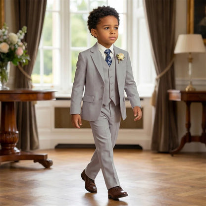 SHIP TODAY Linen 4-Piece Suit Set for Boys Children Formal Suit Attire Jacket Vest Pants Tie Luxury Kids Summer Wedding Suits