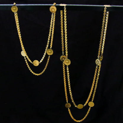 Luxury Arabic Long Necklace 21k Gold Plated 80cm 160cm Italian Vintage Chains Dubai Muslim Women Wedding Party Jewelry Gifts