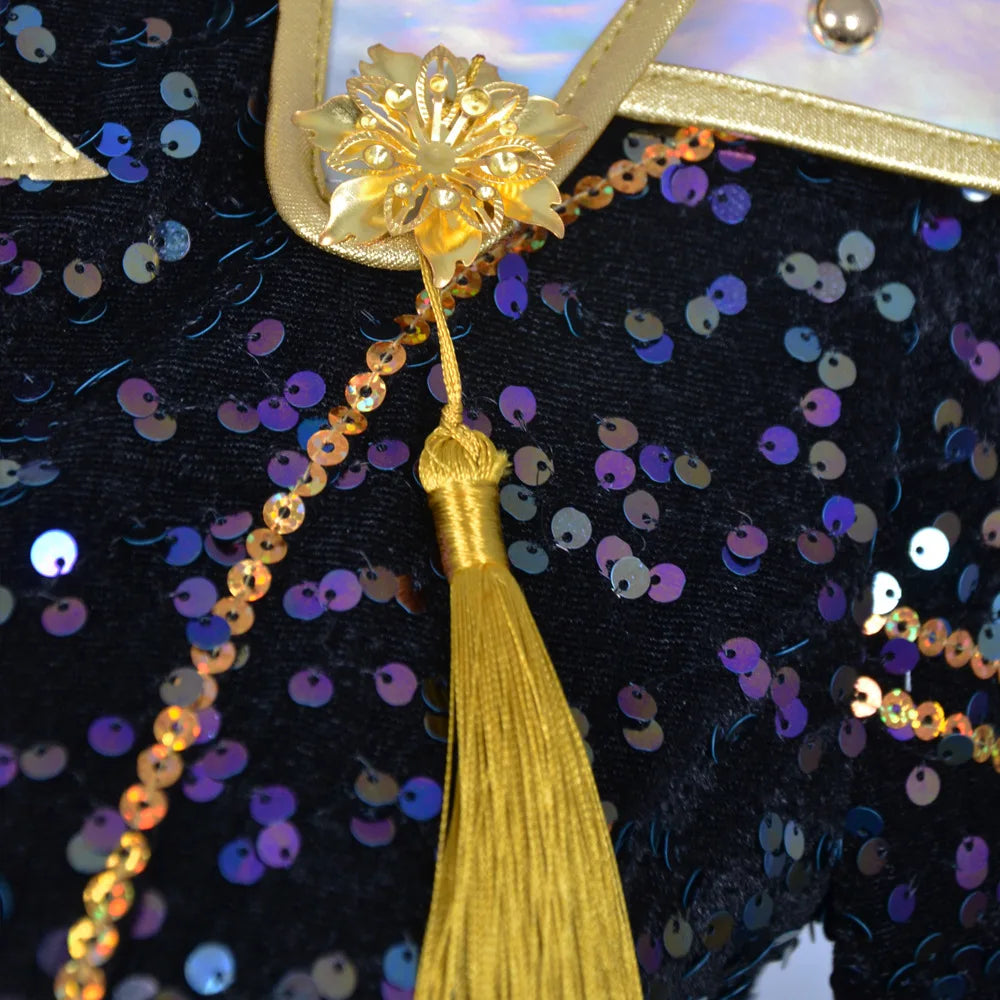 Hot Selling Korean Style Woman Suit Halloween Cosplay Hot Woman Show Costume Black Shiny Suit Halloween Birthday Party Costume