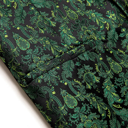Mens Vest Green Floral Tops Tie Hanky Cufflinks Set Waistcoat Sleeveless Jacket Necktie for Male Wedding Busniess