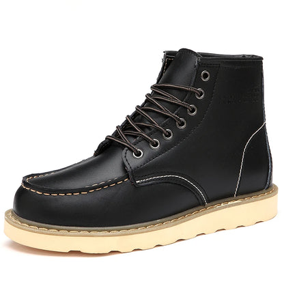 Winter Warm Men Boots Leather Mens Snow Boots No-slip High Top Male Work Shoes with Fur Handmade Waterproof Male Ankle Boots