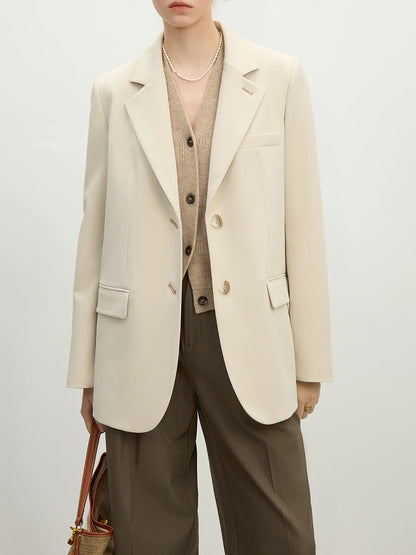 Versatile Elegant Style Blazer Jacket for Women 2025 New Arrival Unique Design Office Loose Top Green Chic Coat 25FS11075